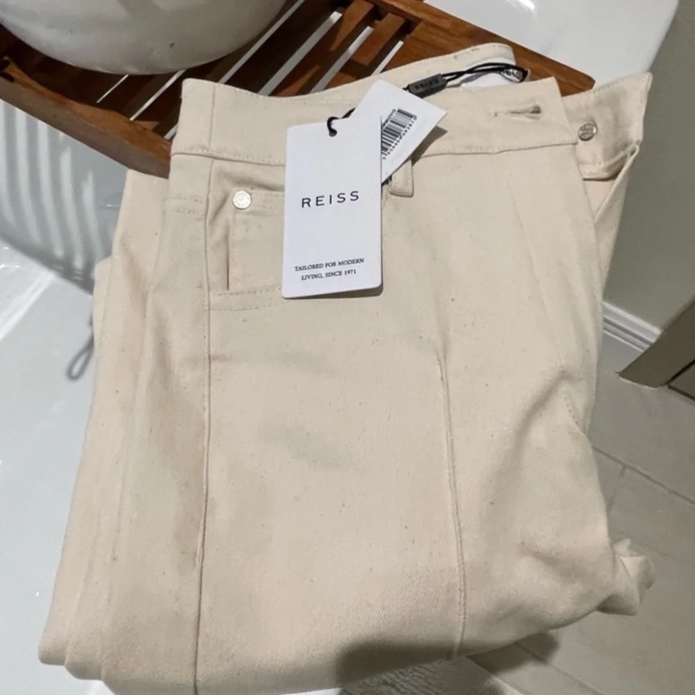 Reiss Cream Wide-Leg Trousers - Picture 5 of 7